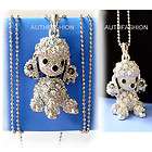 Puppy Dog Poodle Silver Color Kids Crystal Pendant Necklace Charm 