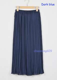 Women Chiffon Pleated Elastic Waistband Long Skirt 6 Colors  