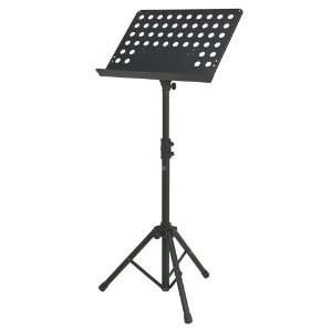   Tripod Music Stand with Perforated Desk, Black Musical Instruments