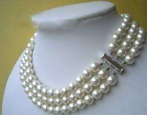 NATURAL WHITE TAHITI 8 9MM PEARLS NECKLACE LENGTH 18   