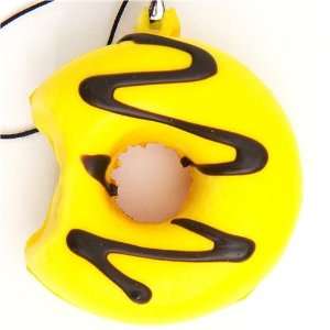  yellow donut squishy charm with chocolate sauce Toys 
