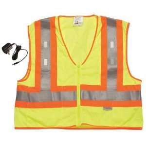 Safety Vests, LED Strobe, Polyester Mesh Safety Vest,Reflective,Lime,L