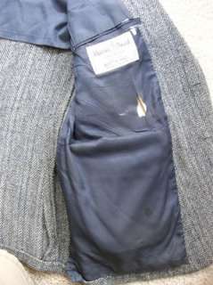 Harris Tweed Blue Gray Wool Herringbone 2 Button Blazer Sport Coat 