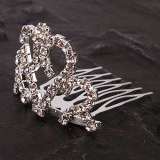 Mini Rhinestone Crown Bridal Hair Comb Pin tiara 003  