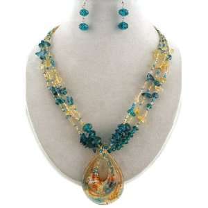   Faceted Crystal Beads Necklace and Earrings Set