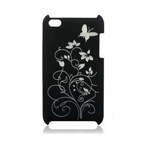 Butterfly Series Protected Case Cover for iPod Touch 4   Flower (Black 