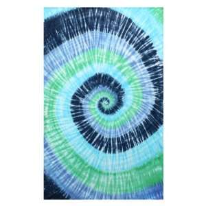  Blue Green Spiral Tie Dye Tapestry   Hanging Wall Art 