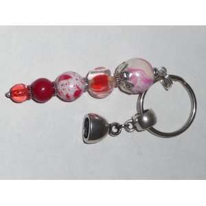  Handcrafted Bead Key Fob   Red/Silver/Bell Everything 