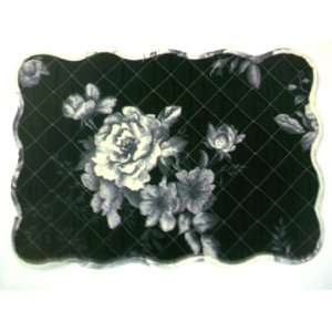 Mainstays Home Eves Floral Black Scalloped Quilted Fabric Placemats 