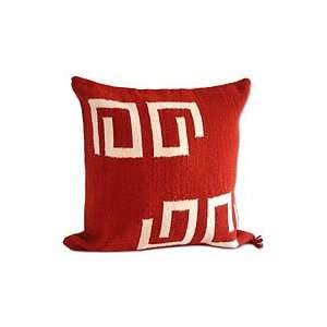  Wool cushion cover, Red Labyrinth