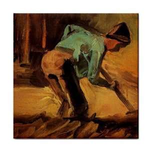  Man Stooping with Stick or Spade By Vincent Van Gogh Tile 
