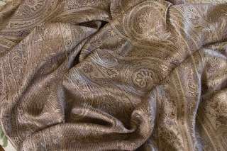 Iridescent Silk. Jamawar, India, Paisley Shawl. Beige  