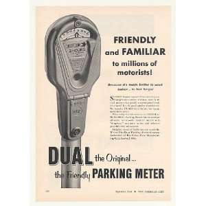 1954 Dual Single Parking Meter Friendly Familiar Print Ad (44140 