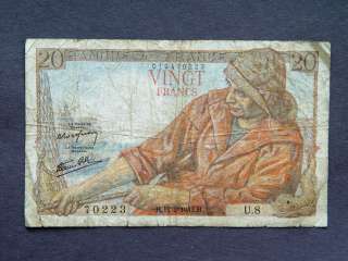 1942 FRANCE 20 FRANCS Bank Note  
