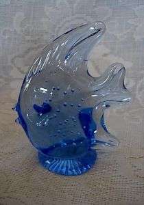 Solid Lt.Cobalt Blue Glass Angelfish/Angel Fish   MINT  