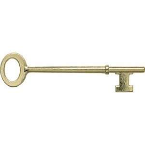  3 1/8 Brass Plated Skeleton Key With Double Notched Bit 