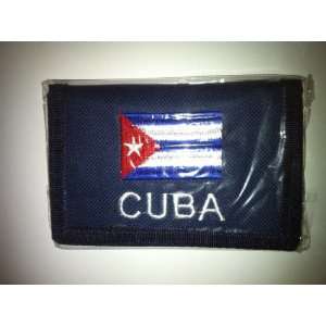  Tri Fold Velcro Wallet w/ Cuba Flag Blue 