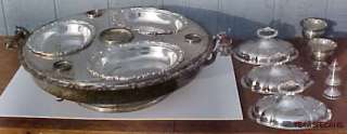 24 WIDE SILVERPLATE LAZY SUSAN HOT r COLD FANCY SERVER  
