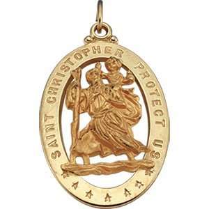   Yellow Gold 21.00X15.00 mm St. Christopher Medal CleverEve Jewelry