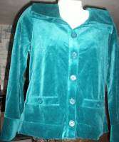 WHITE STAG Misses Teal Velour Button Front Sweater  