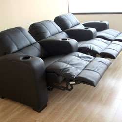 Black Leather 3 seat Recliner Home Theater Seating  Overstock