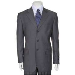 Ferrecci Mens Three button Light Grey Pinstripe Suit  Overstock