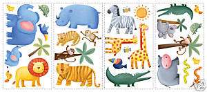 JUNGLE ANIMALS 29 BiG Wall STICKERS Kids Zoo Decal Baby  