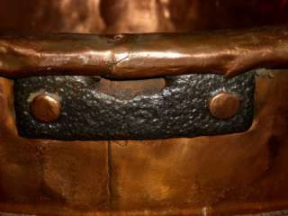 RARE Large Antique 18th C Copper Apple Kettle Cauldron Pot & Wrought 