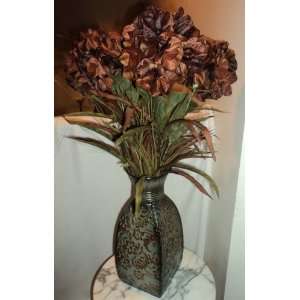  Chocolate Colored Hydrangea Silk Flower Arrangement: Home 