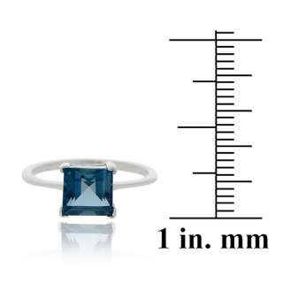 one genuine 7mm square london blue topaz stone. The stone is showcased 