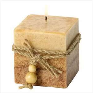  Rustic Wood Cube Candle   Style 39242