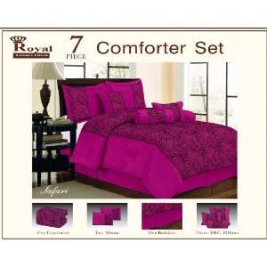   Faux Silk Flocking Pink/black Zebra Comforter Set King: Home & Kitchen