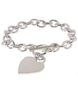 Sterling Essentials Sterling Silver 7.5 inch Heart Toggle Bracelet 