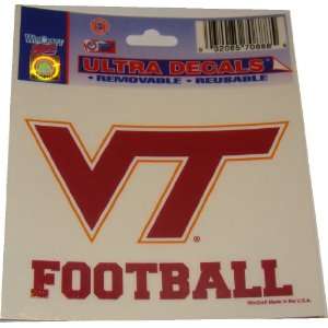   Tech University 3x4 inch VT Logo Football Ultra Decal Sports