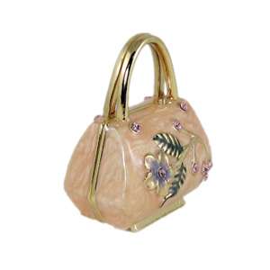 Pink Handbag Trinket Jewelry Box Floral Bejeweled NEW  