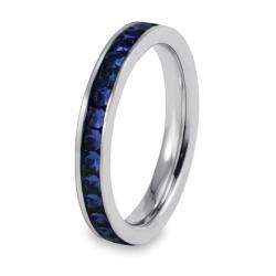   Steel Polished Dark Blue Cubic Zirconia Band Ring  Overstock
