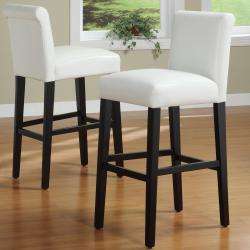   29 inches White Faux Leather Bar Stools (Set of 2)  