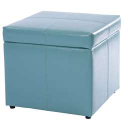 Square Teal Blue Cube Storage Ottoman  Overstock