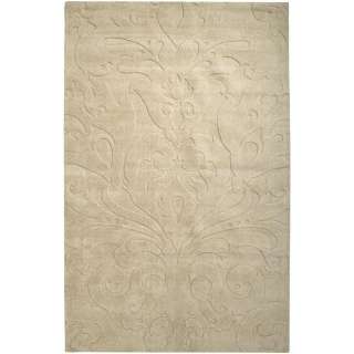   Olson Hand woven Carved Beige Wool Rug (8 x 11)  