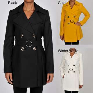 Via Spiga Womens Lightweight Wool blend Crepe Trench Coat   