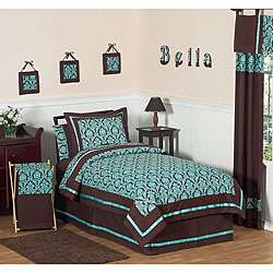 Turquoise/ Brown Bella 4 piece Twin size Bedding Set  