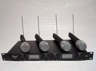 Pro 4 Channel VHF wireless Microphone Mic System New  