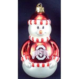 Ohio State Buckeyes Blown Glass Snowman Ornament:  Sports 
