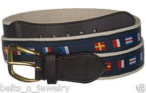 Men Golf Nautica Flag Cotton Sports Leather Belt 9807  