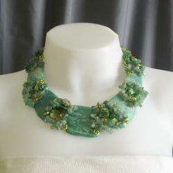 Chunky Jade and Mother of Pearl Link Necklace (Philippines 