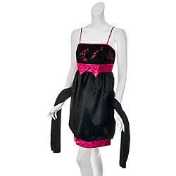 Aspeed Womens Black/ Fuschia Bubble Hem Dress  Overstock