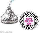   zebra print personalized birthday party kisses candy wrappers stickers