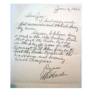    Mel Harder Autographed / Signed Letter Sports Collectibles