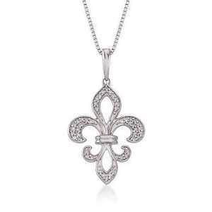  .15 ct. t.w. Diamond Fleur De Lis Necklace In Sterling 