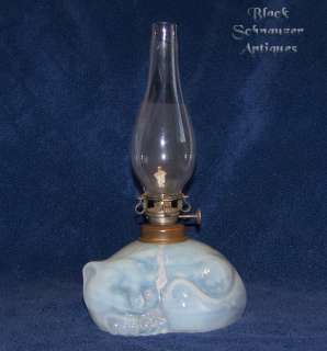 RARE 1800’s Opalescent CAT FIGURINE Oil/Kerosene Lamp  